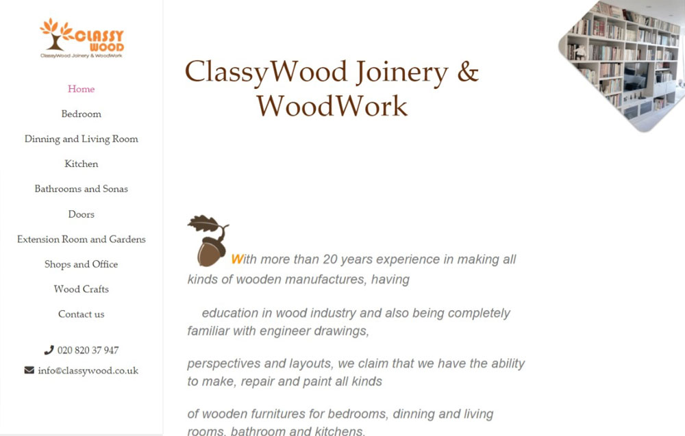 طراحی سایت شرکتی classywood
